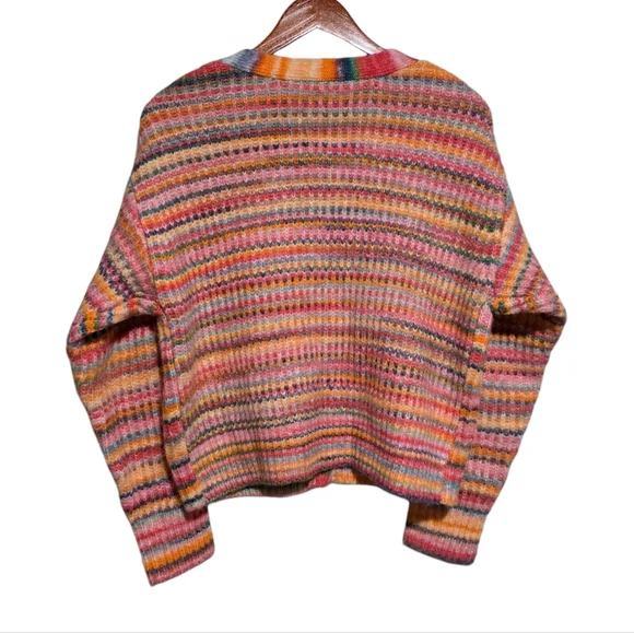 Marine Layer Dream Yarn Crop Cardigan in Warm Stripe Size Medium - Picture 3 of 4